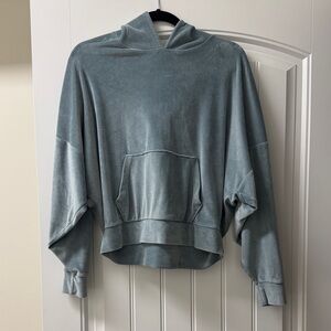 American Eagle Cropped Velour Hoodie